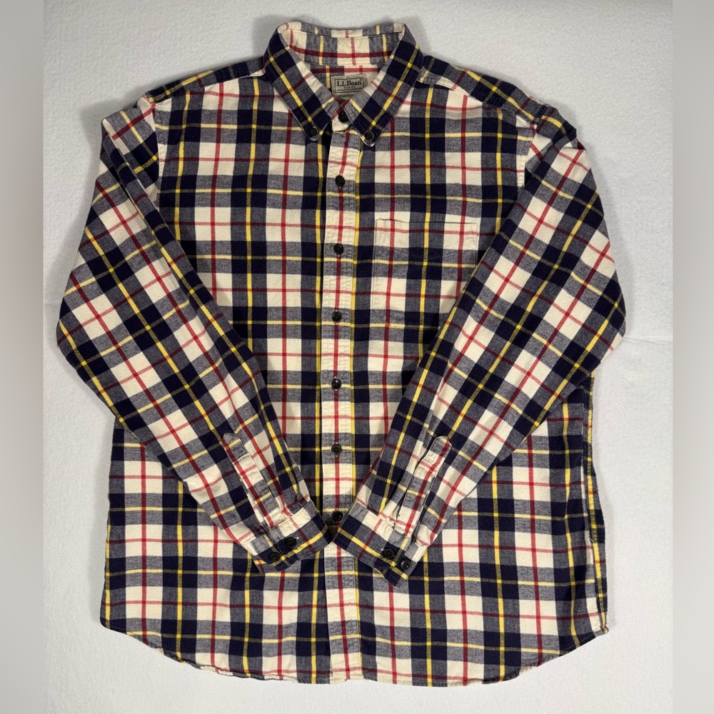 L.L. Bean Blue and Red Casual Button Down Shirt